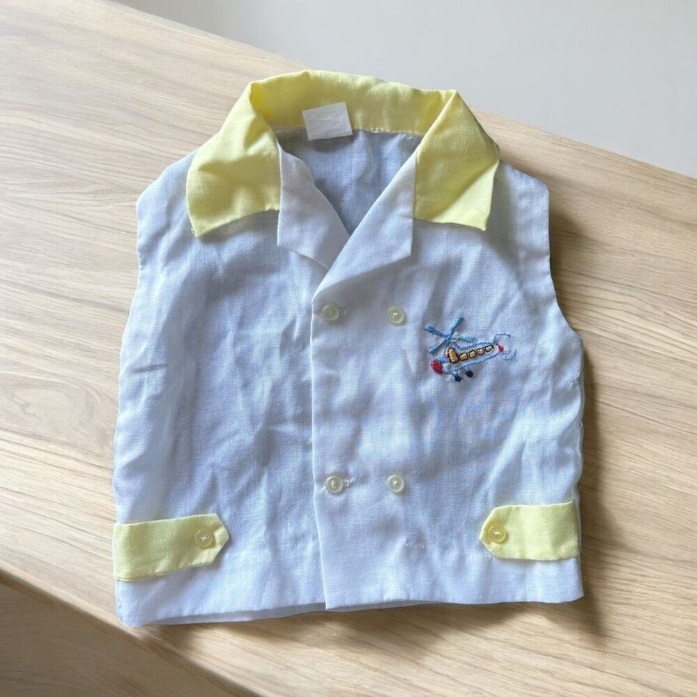 Vintage Baby Embroidered Aviator Peter Pan Collar Top